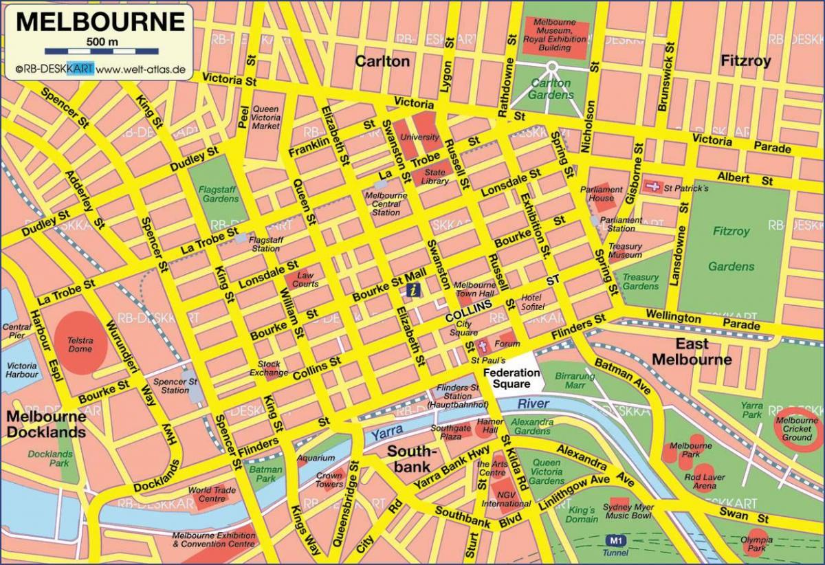 Karte von Melbourne city