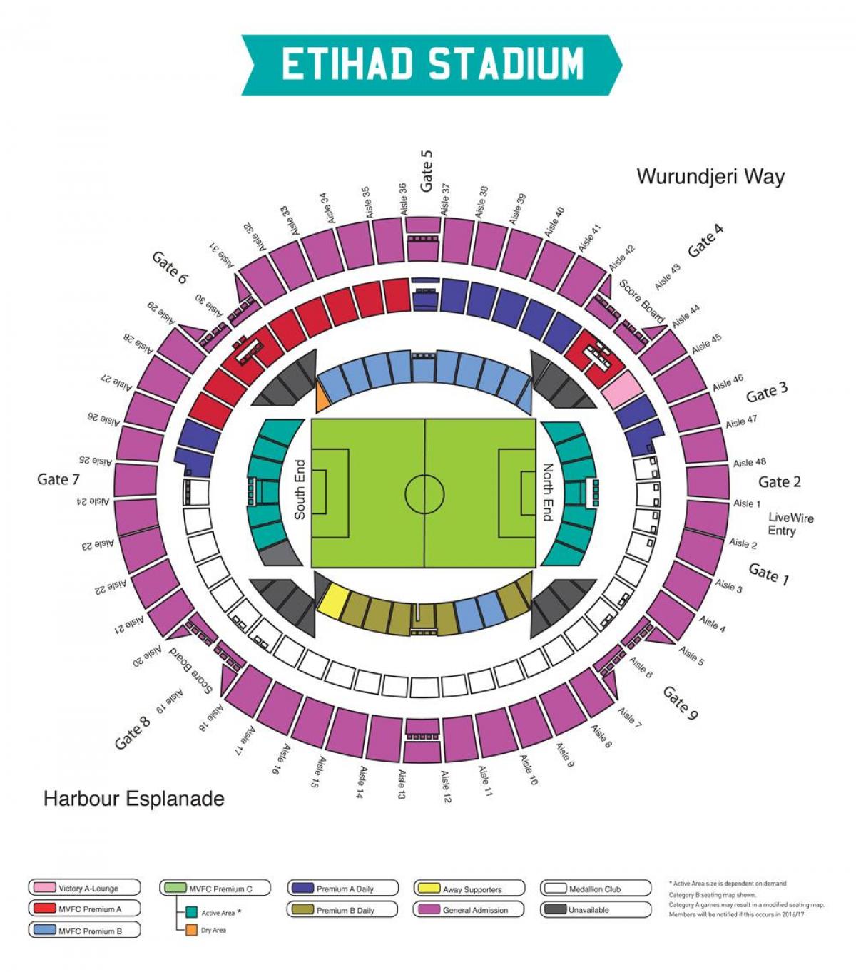 Karte von Etihad stadium Melbourne