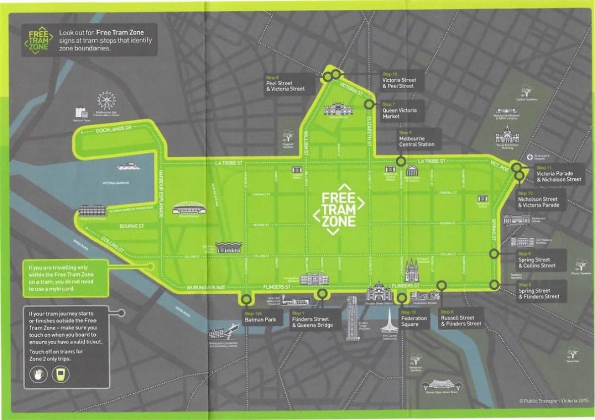 Melbourne free tram zone Karte