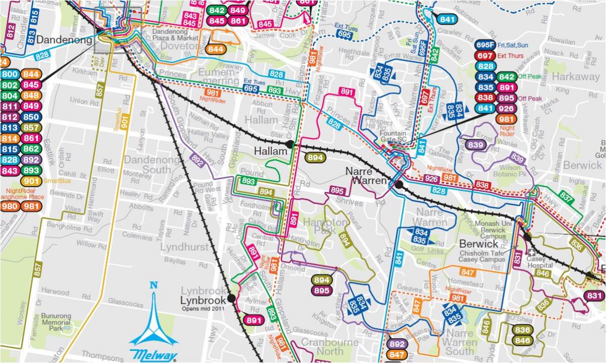 Von Melbourne bus-Routen Karte
