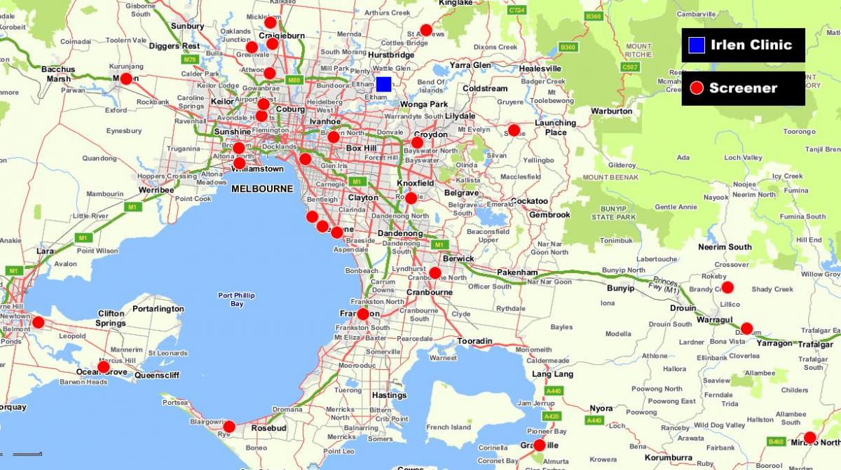 Karte von greater Melbourne
