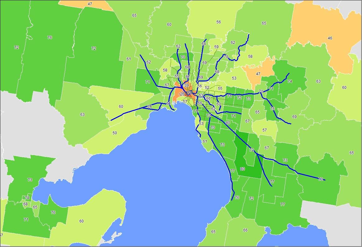 Karte von Melbourne cbd
