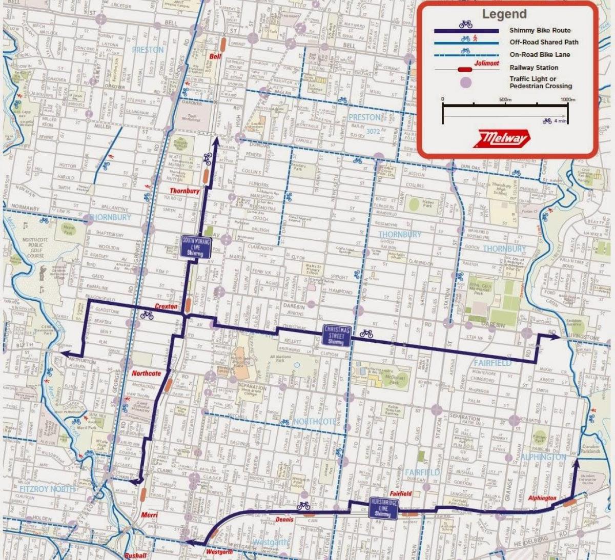 Karte von Melbourne bike share