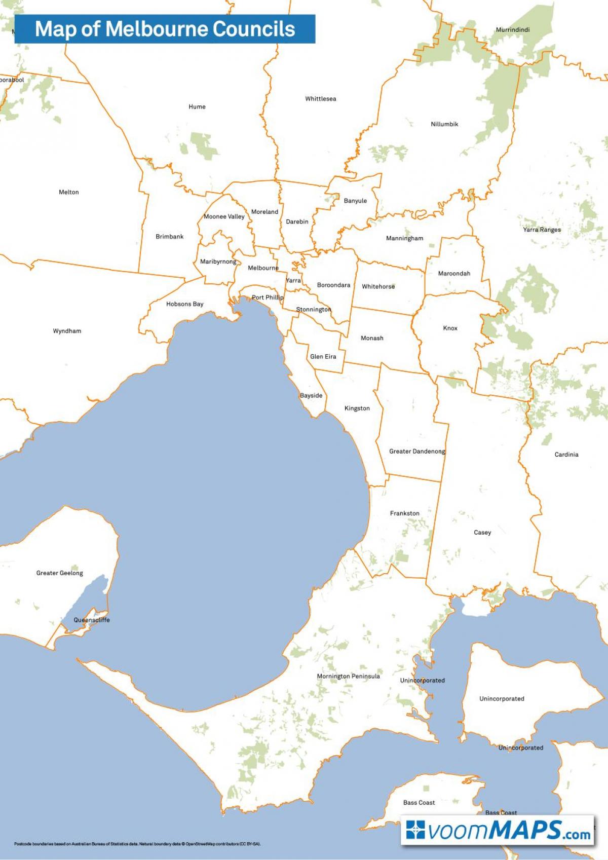 Karte von Melbourne-Räte