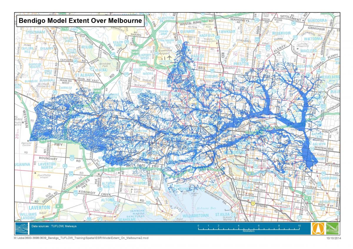 Karte von Melbourne-Flut