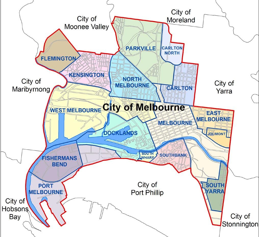 Karte von Melbourne city