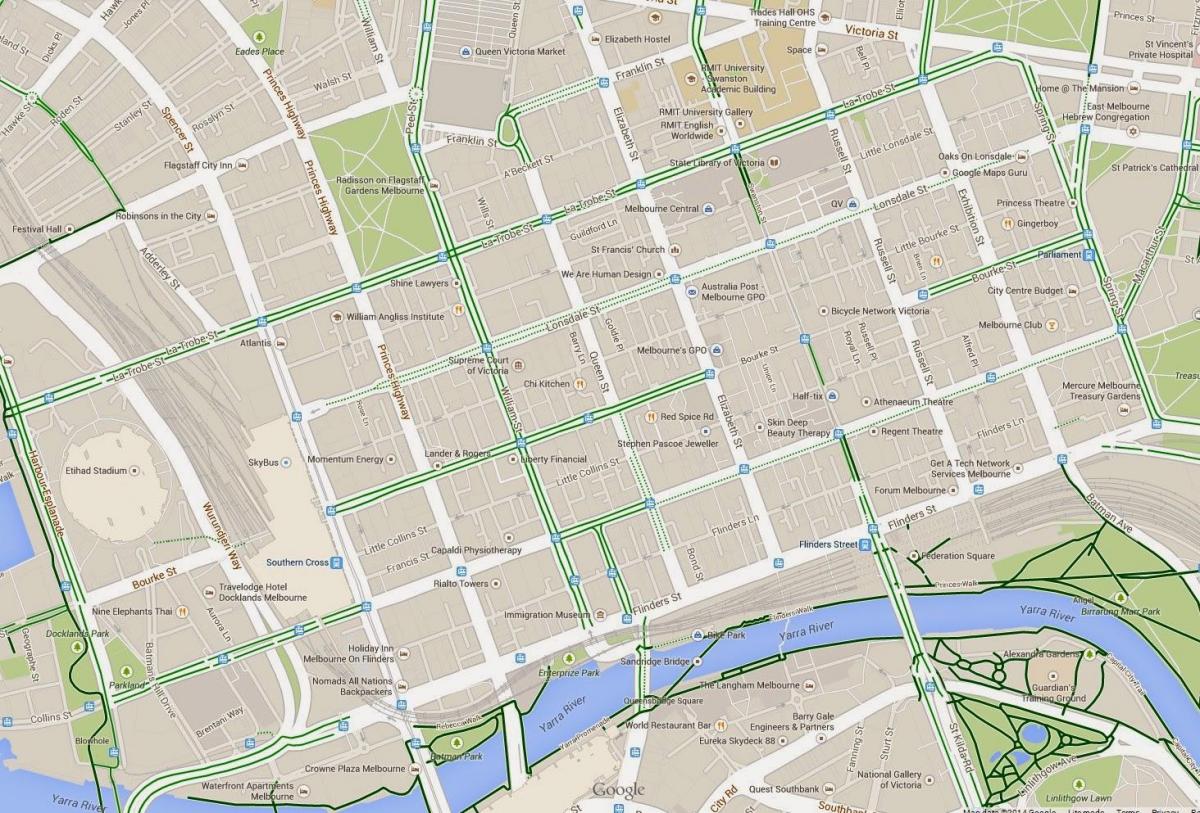 Karte von cbd von Melbourne City