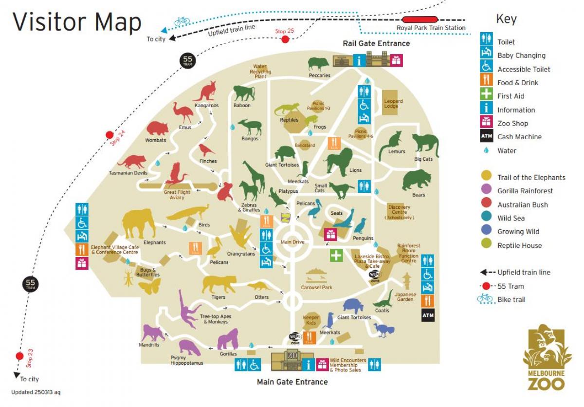 Karte von Melbourne zoo