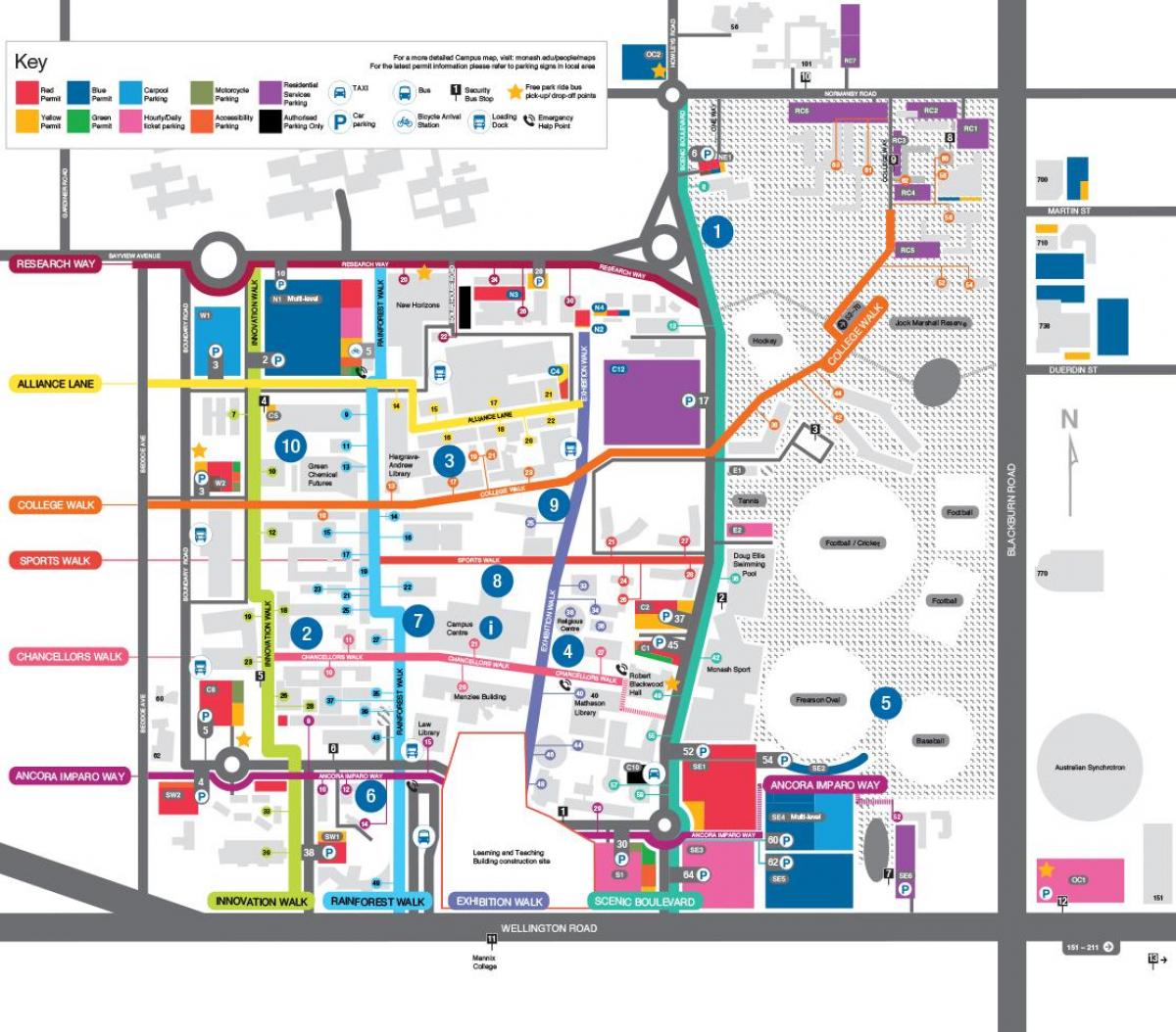 Karte von der Monash university