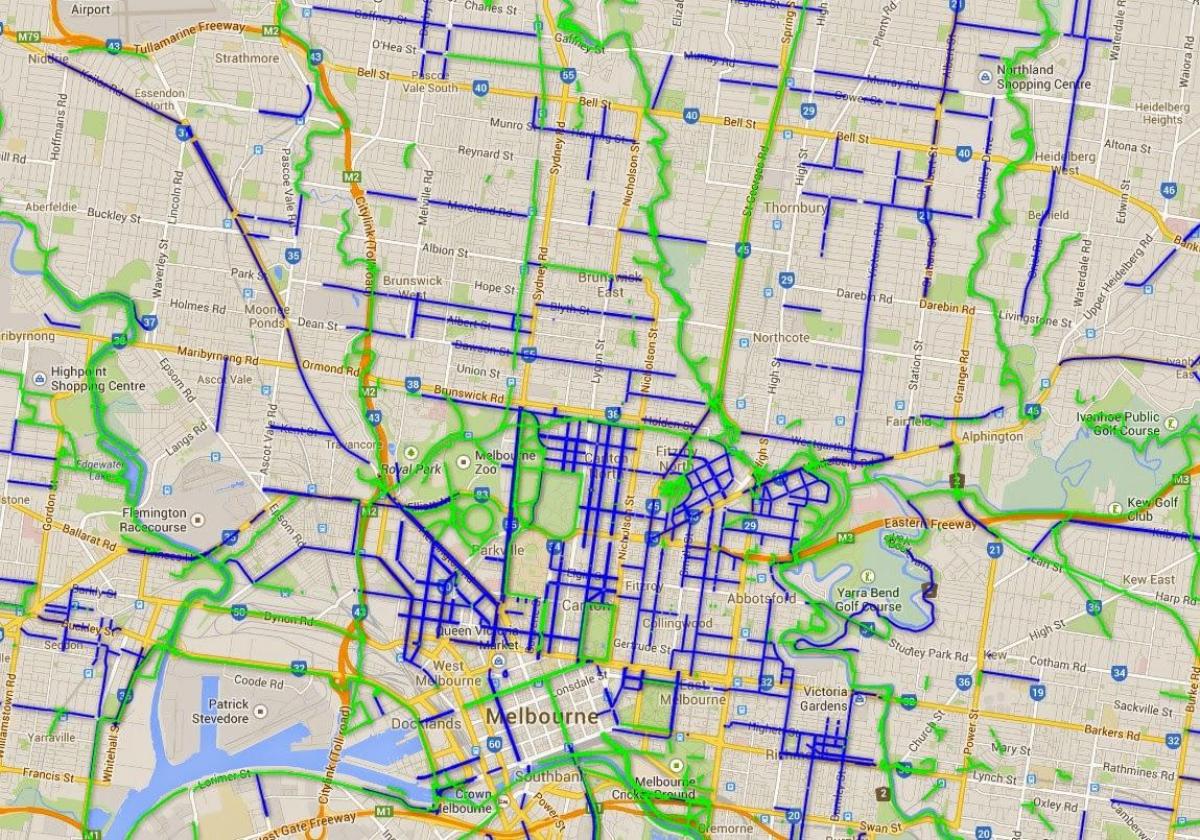 Radwege, Melbourne Karte
