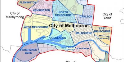 Karte von Melbourne und die umliegenden Vororte