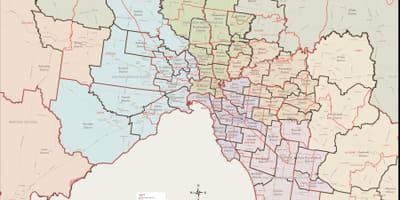 Karte von Melbourne östlichen Vororten